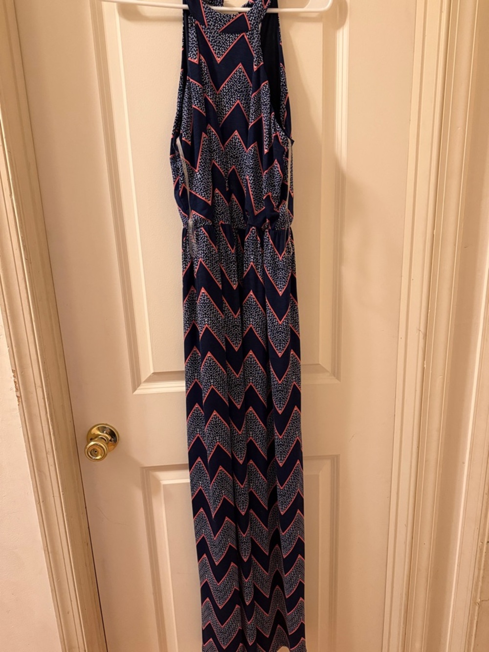Navy Chevron Print Sleeveless Jumpsuit